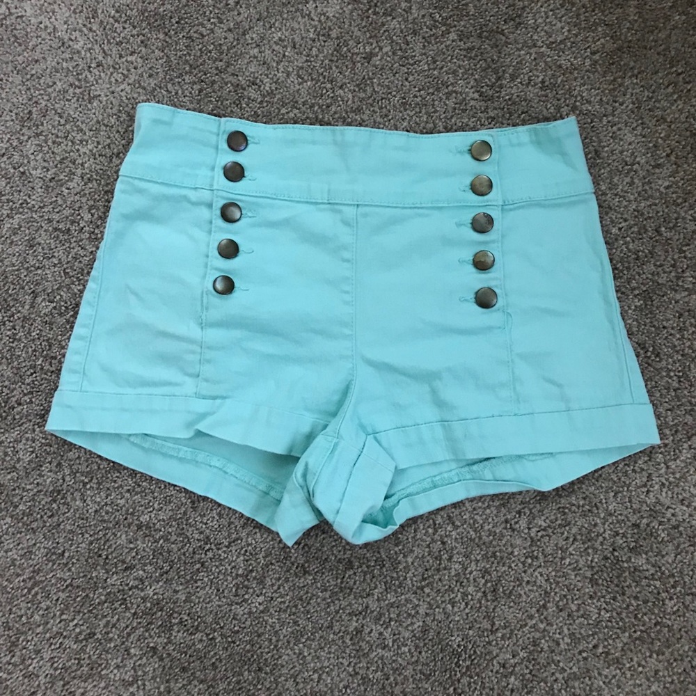 Mint blue high waisted shorts